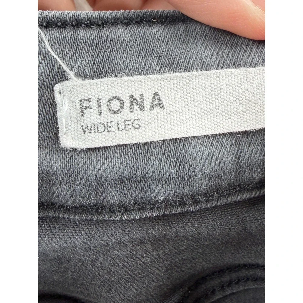 Dear John Audrey High Rise Wide Leg Jeans Empire Gray Raw Hem 27